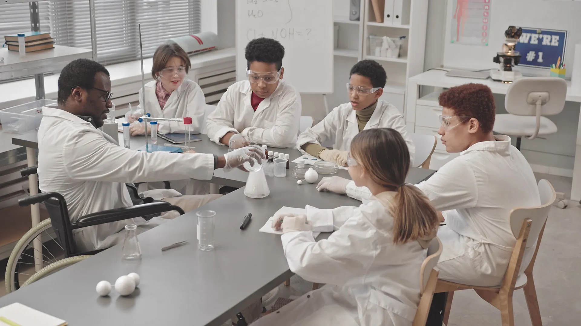 Students working together on a campus